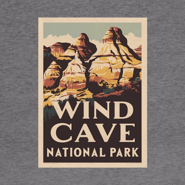 Wind Cave National Park Retro Poster by Perspektiva